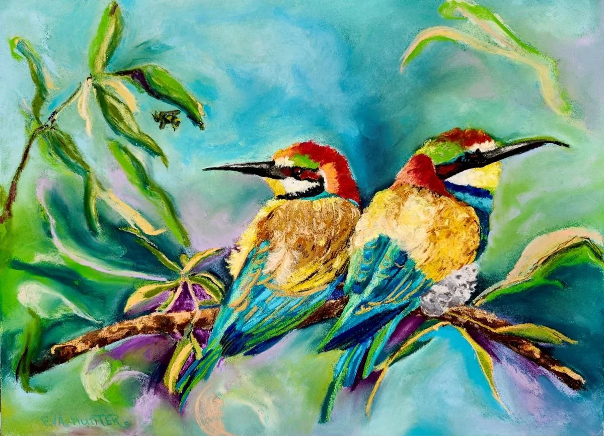 Colorful Amazonian Royal Flycatcher bird painting